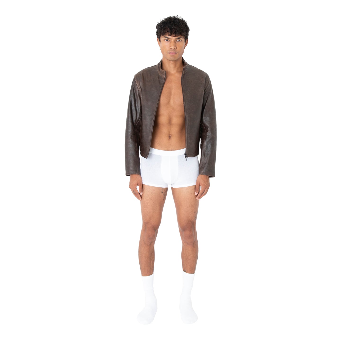 Leather Moto Jacket Brown