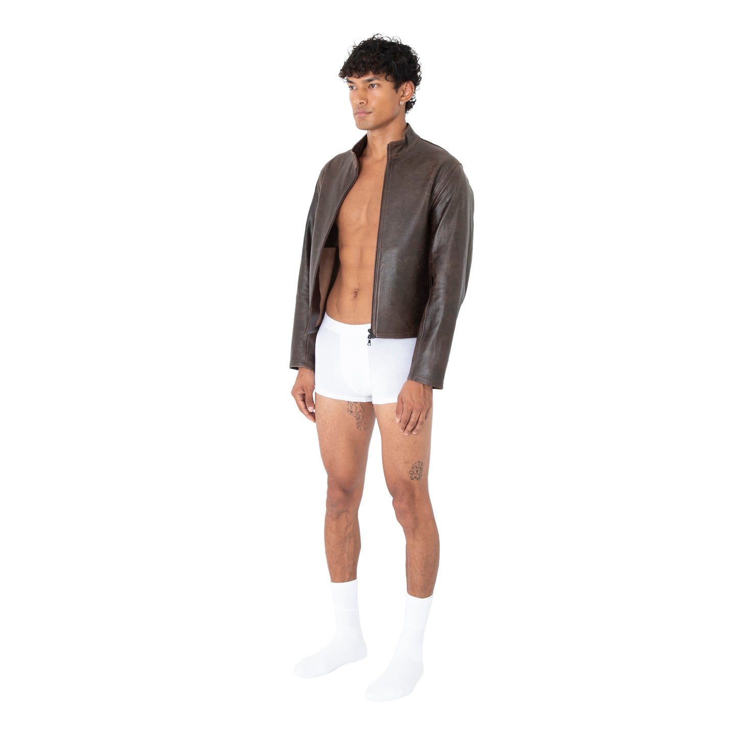 Leather Moto Jacket Brown