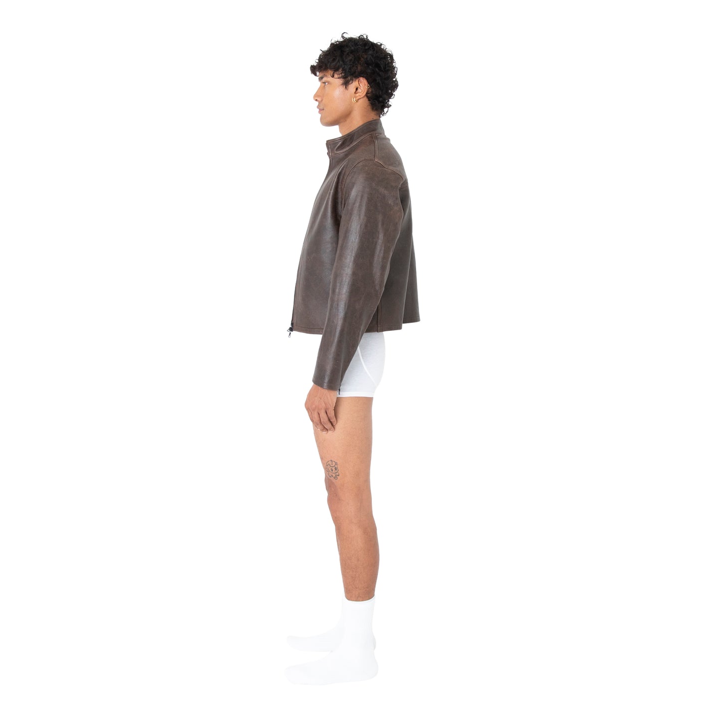 Leather Moto Jacket Brown