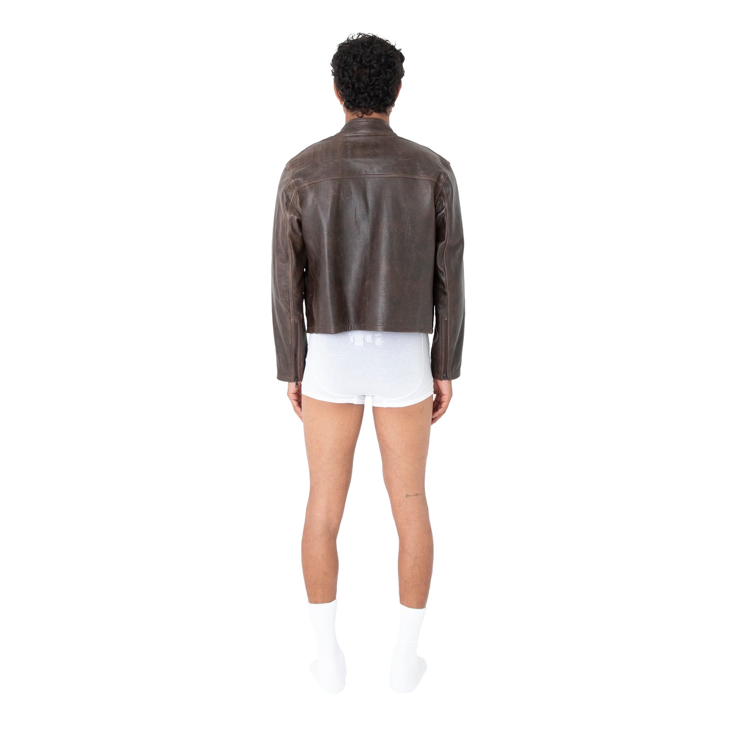 Leather Moto Jacket Brown