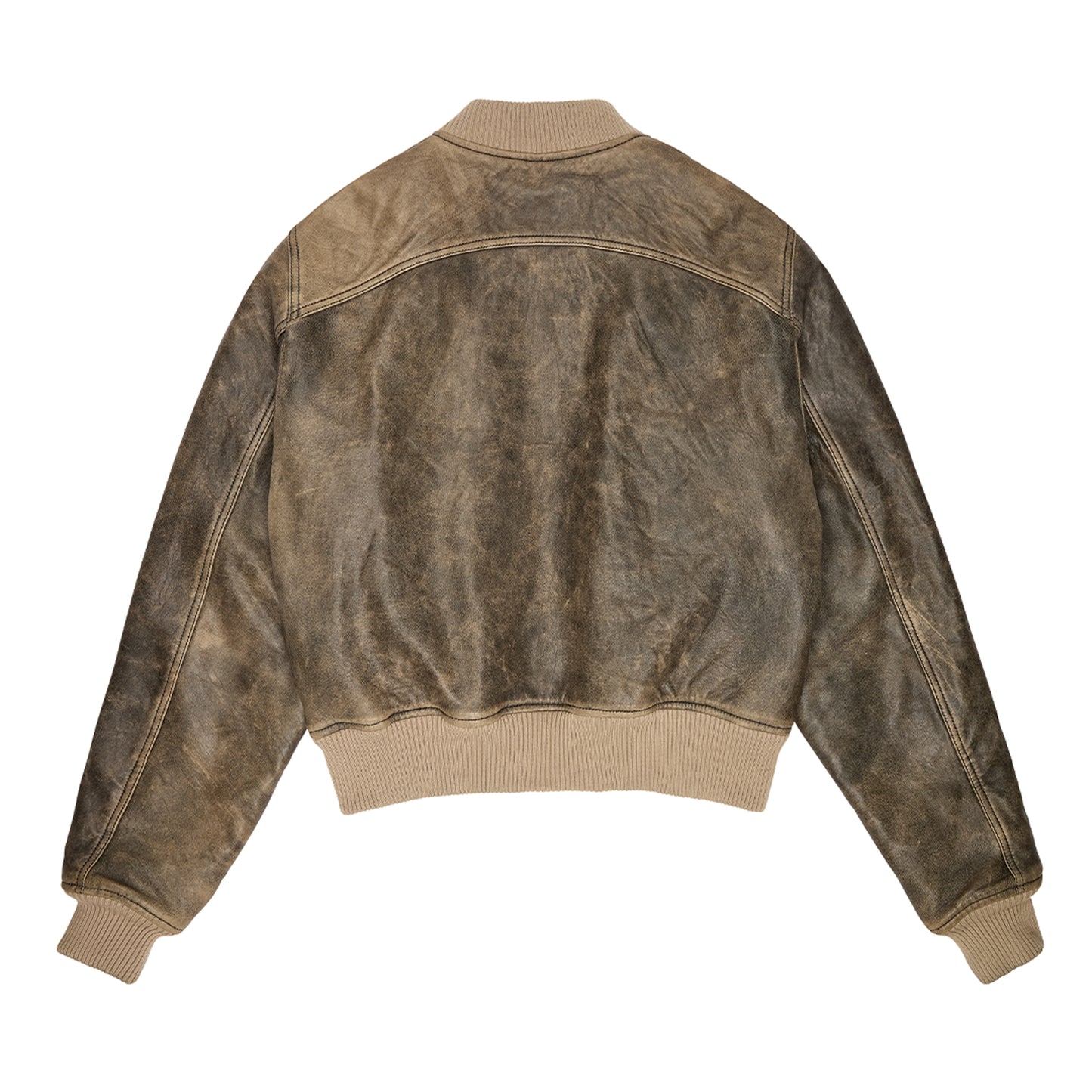 Leather Bomber Jacket - Grey