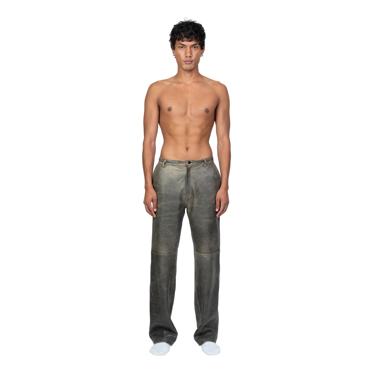 Dillon Leather Trouser Gray