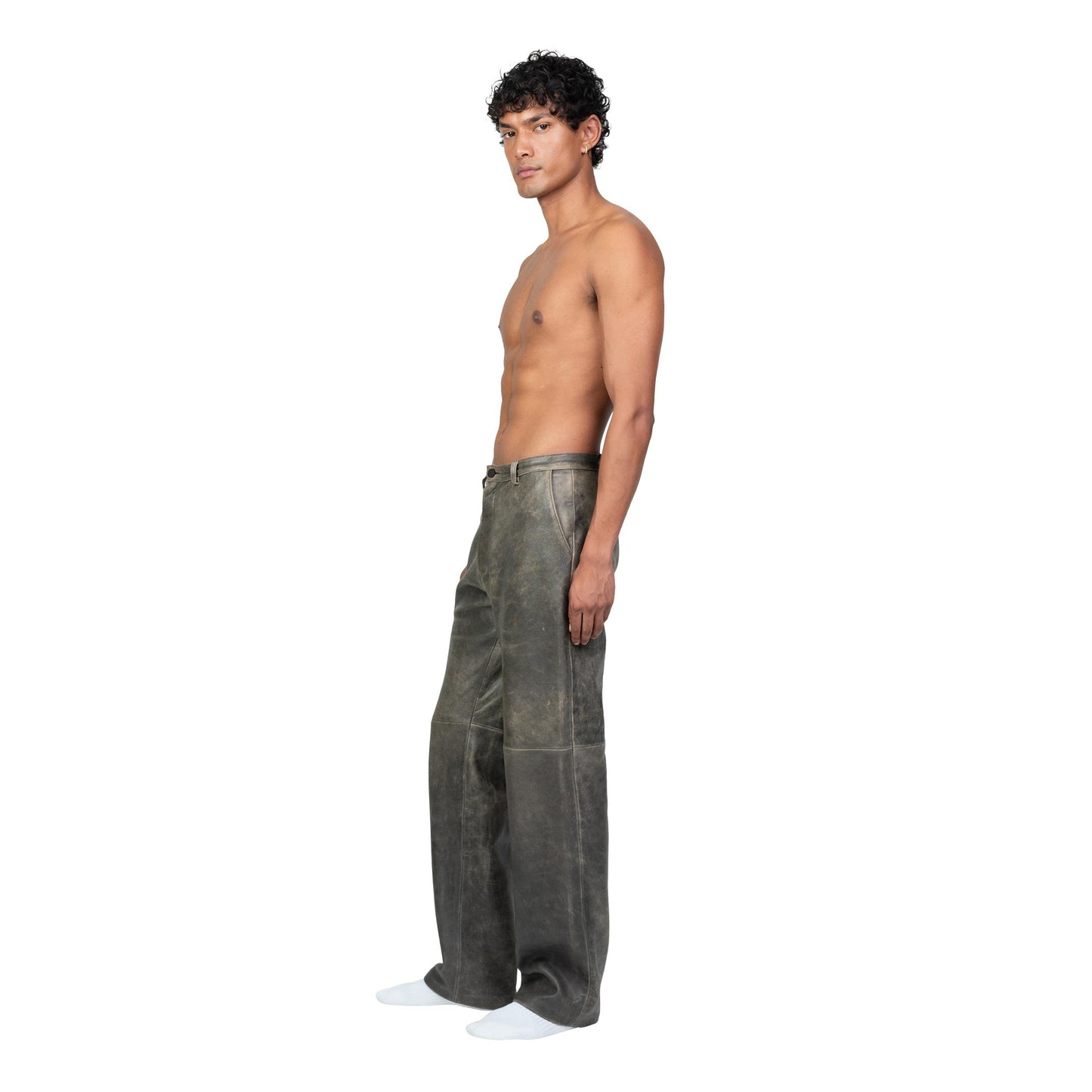 Dillon Leather Trouser Gray
