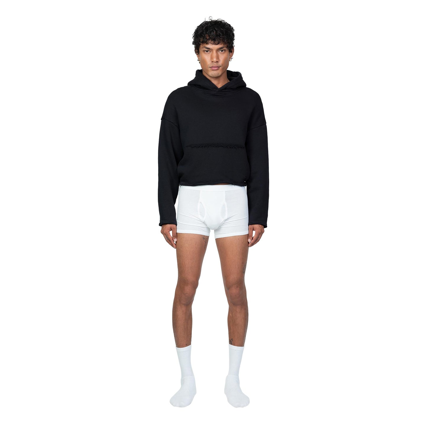 Three Lions Cropped Hoody - Black
