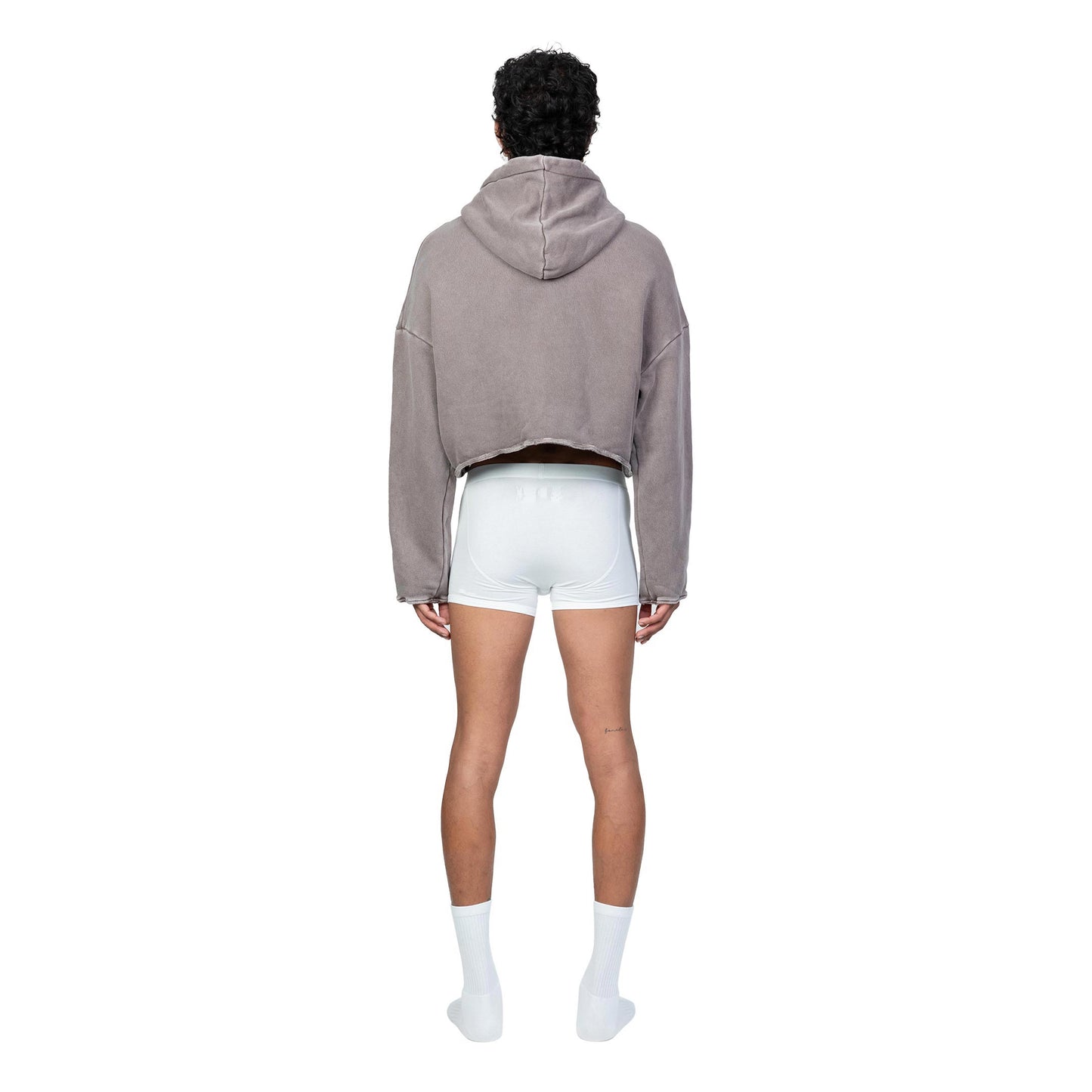 Reworked Cropped Hoody - Washed Brown