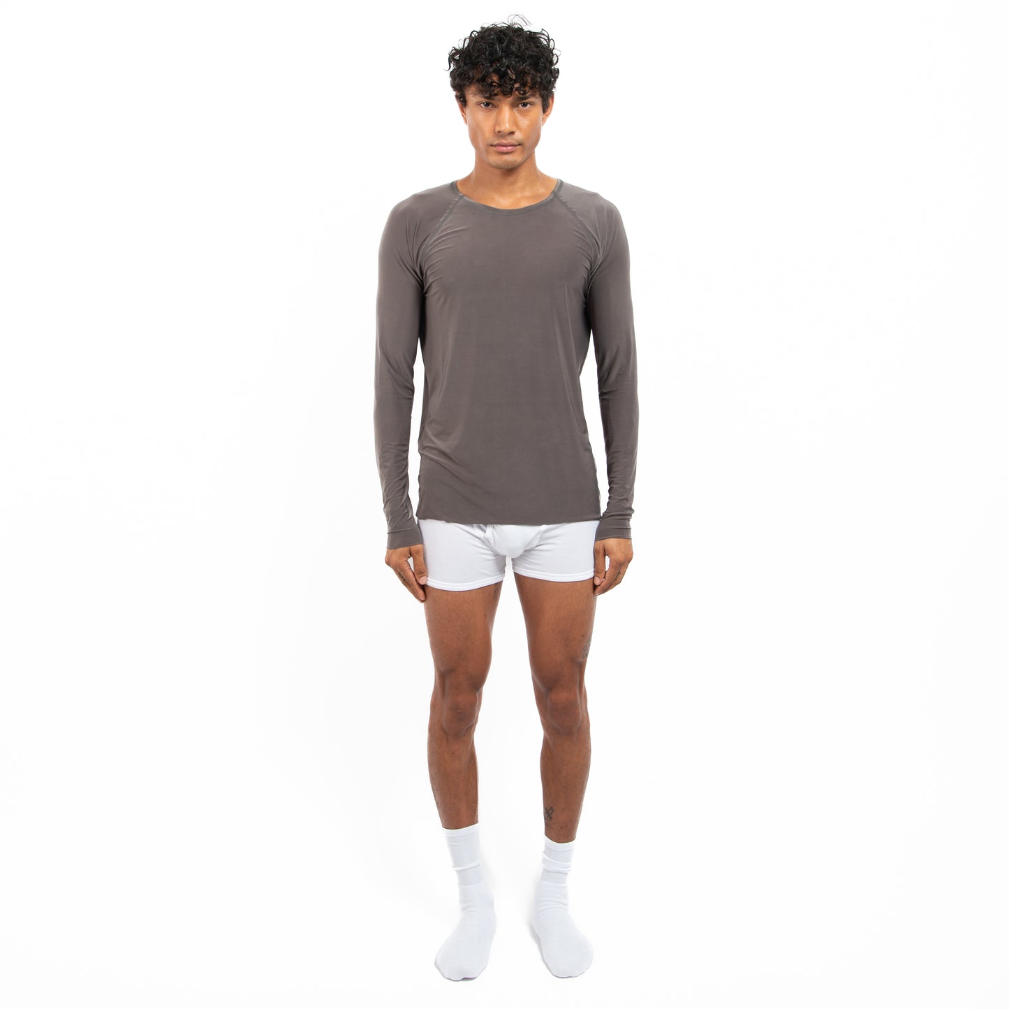 Raw Edge Long Sleeve Lycra Gunmetal