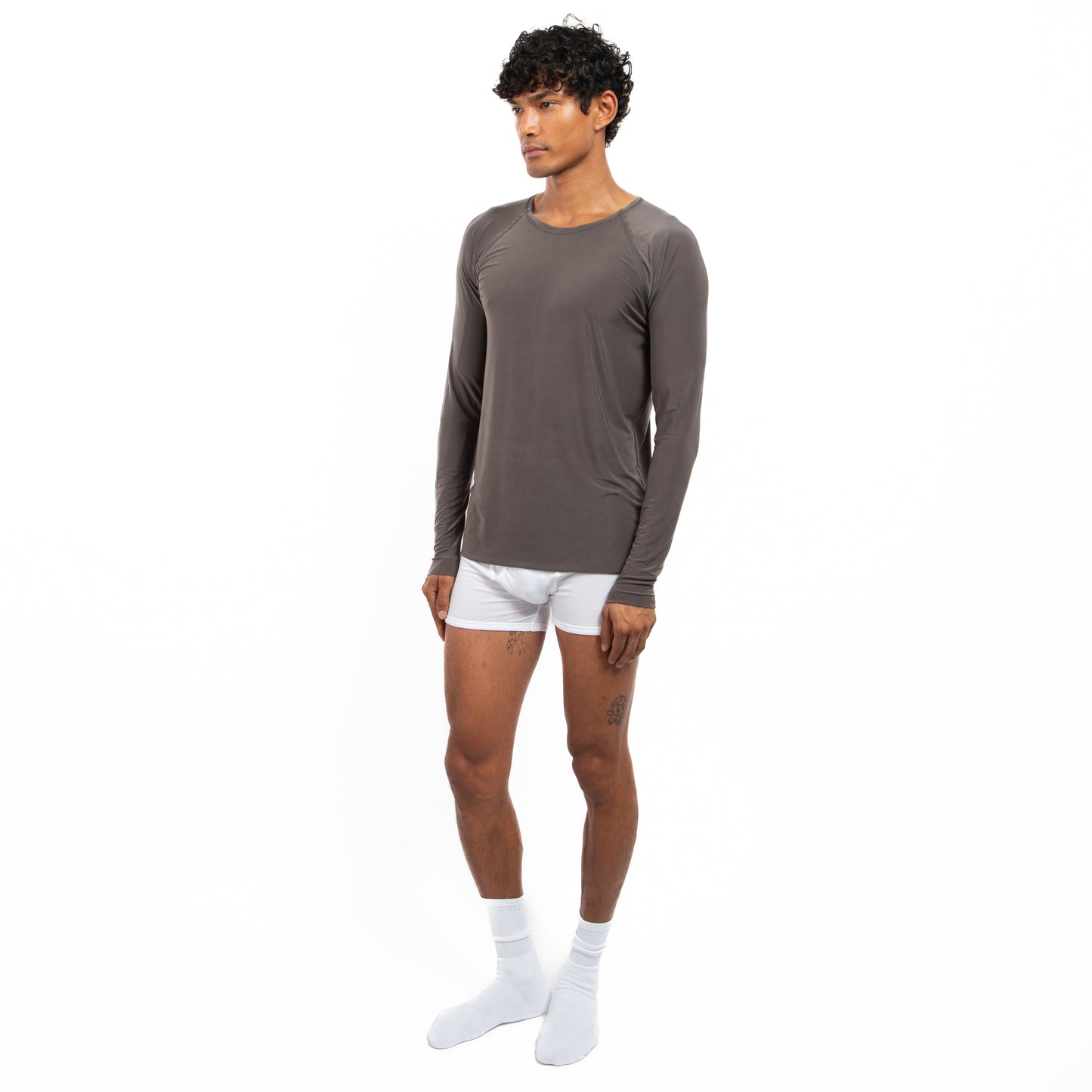 Raw Edge Long Sleeve Lycra Gunmetal