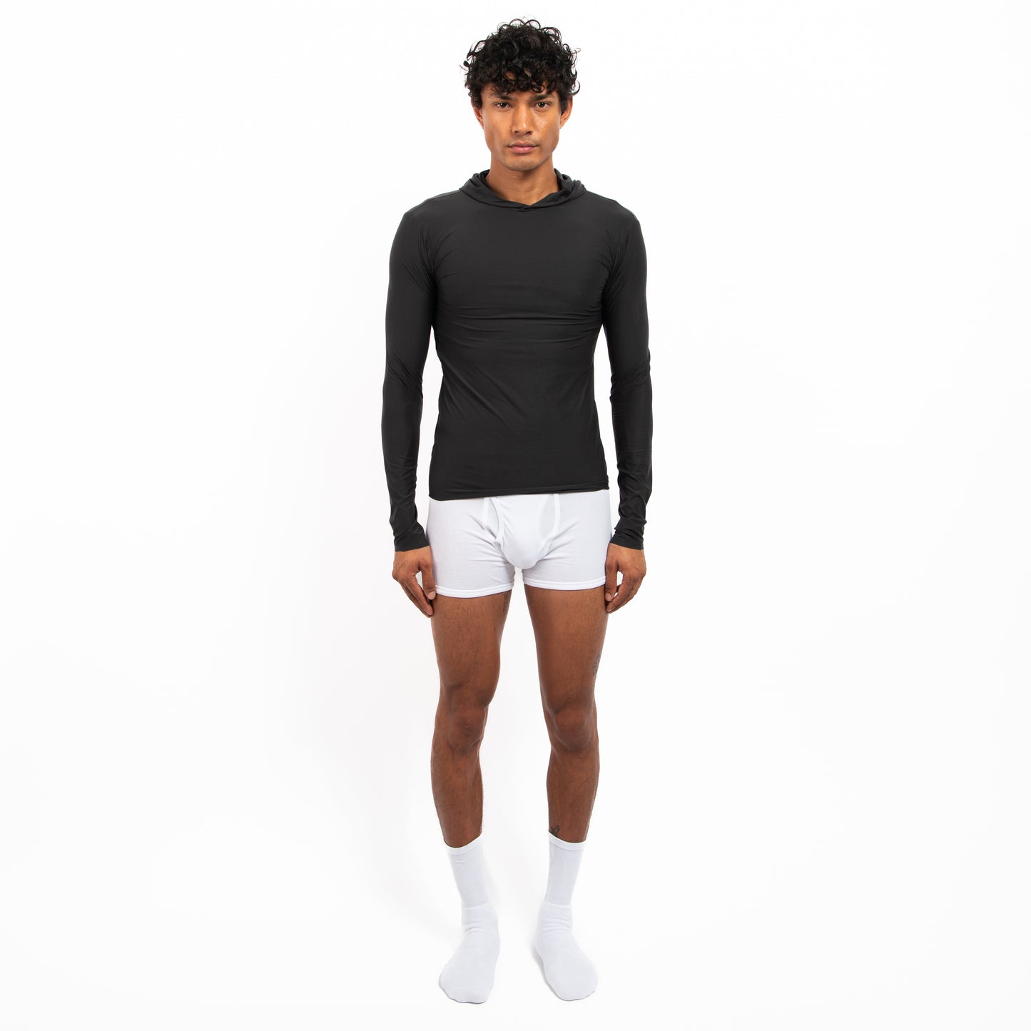 Hooded Long Sleeve Lycra Black