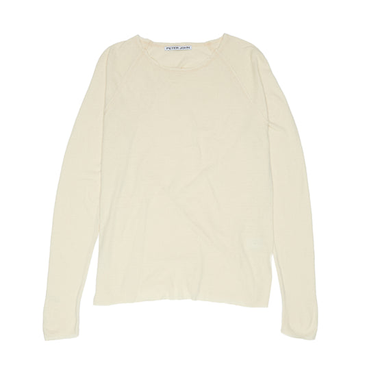 Raw Edge Long Sleeve Silk Ecru